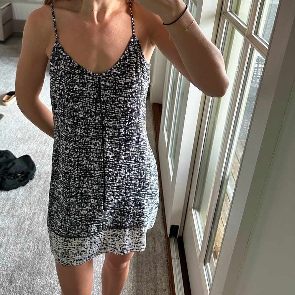 Intermix Black and White Silk Mini Dress